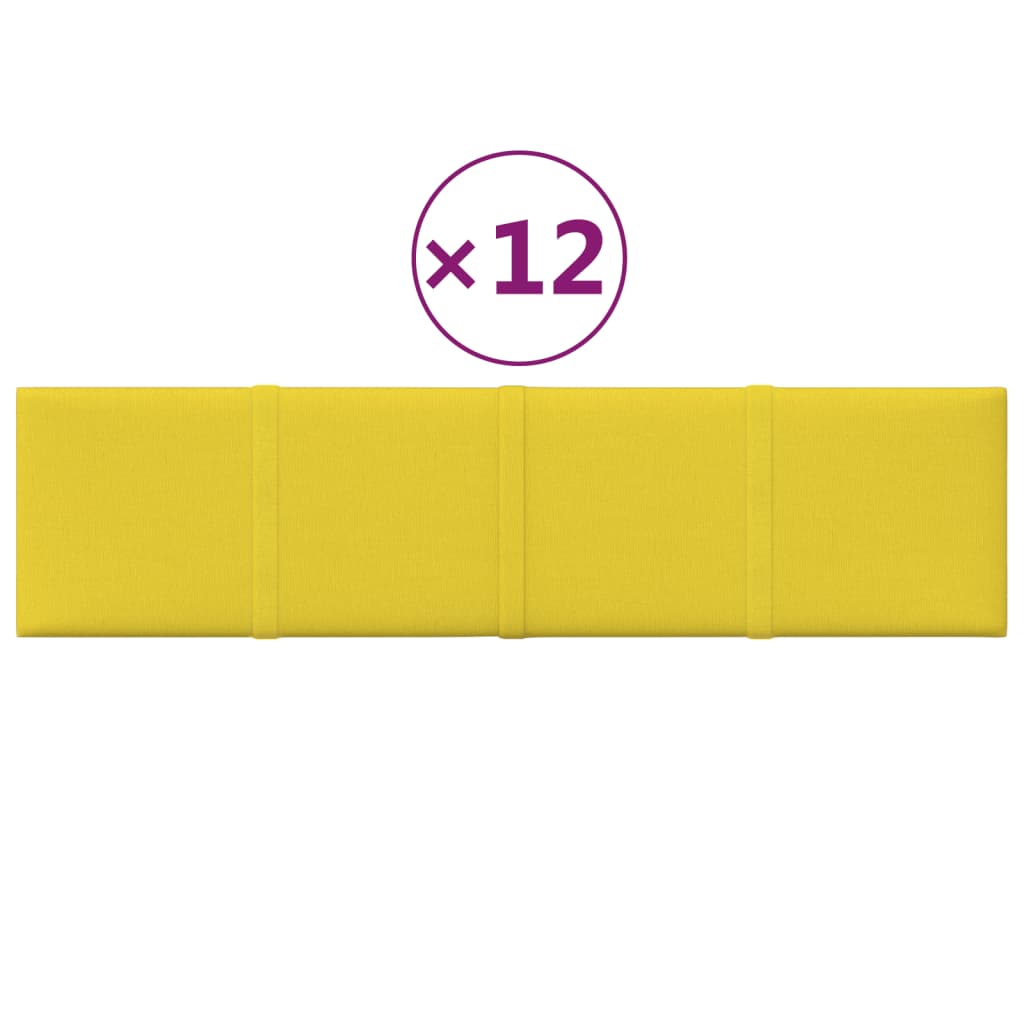 Vidaxl -Wandplatten 12 ST 1,08 m² 60x15 cm Stoff hellgelb