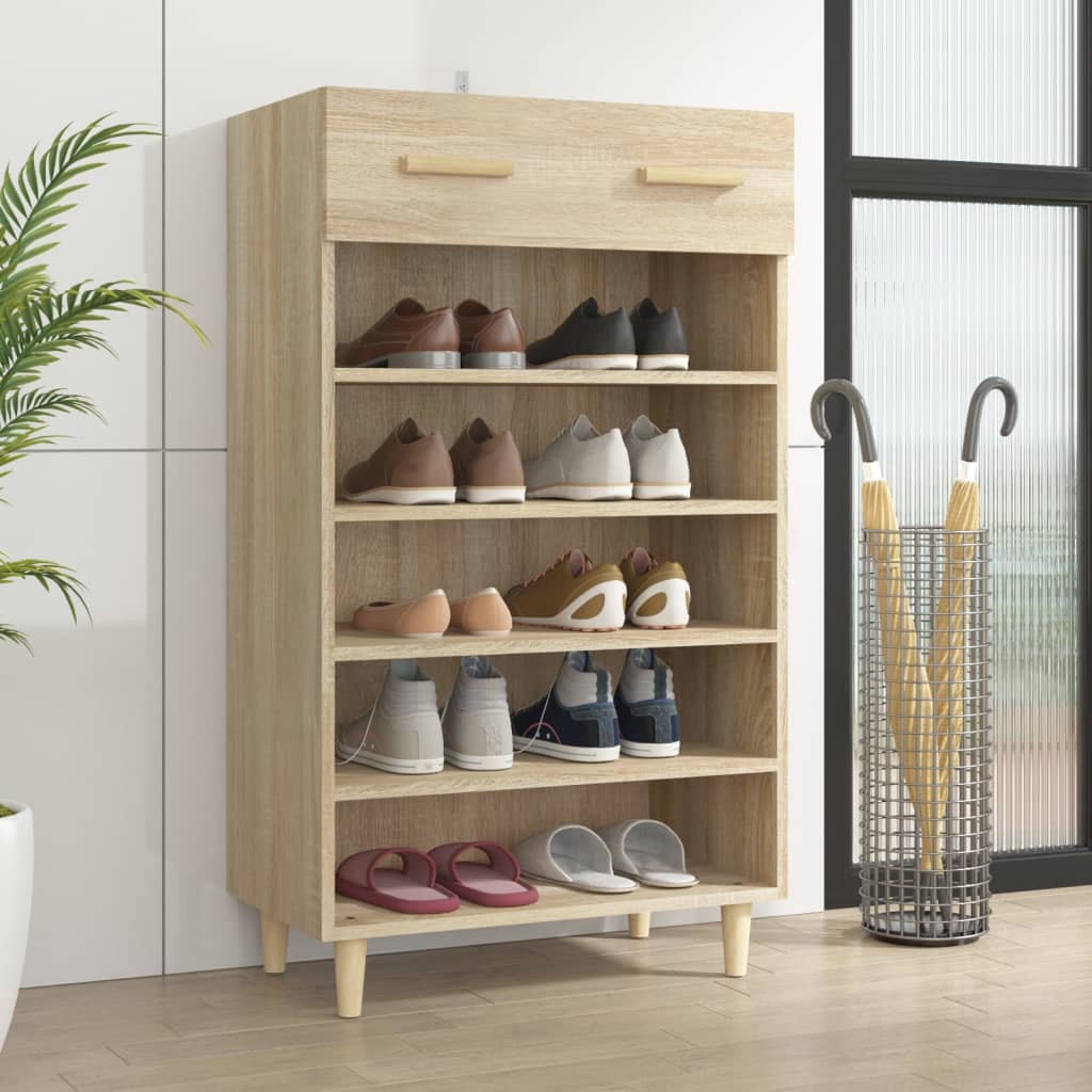 Vidaxl schoenenkast 60x35x105 cm bewerkt hout sonoma eikenkleurig