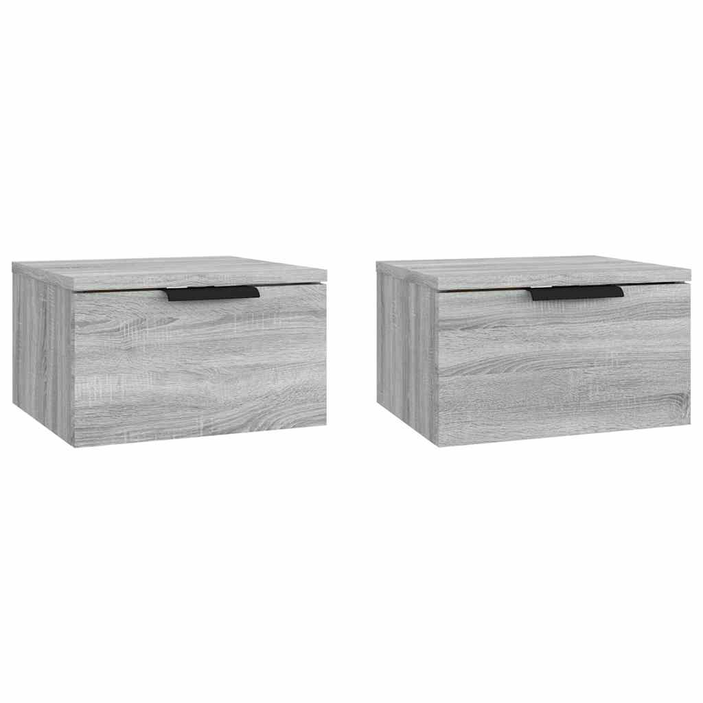 Vidaxl nachtkastjes 2 st wandgemonteerd 34x30x20 cm grijs sonoma eiken