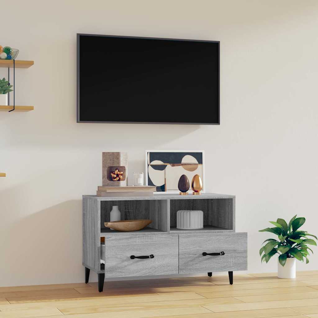 Vidaxl tv-meubel 80x36x50 cm bewerkt hout grijs sonoma eikenkleurig