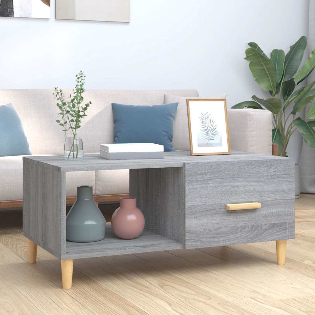 Vidaxl salontafel 89,5x50x40 cm bewerkt hout grijs sonoma eikenkleurig