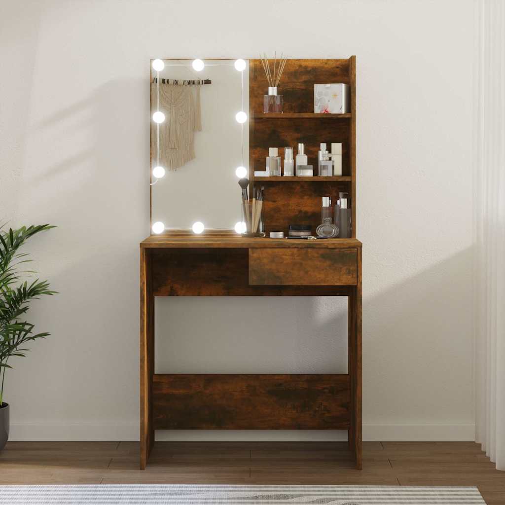 Vidaxl kaptafel met led-verlichting 74,5x40x141 cm gerookt eikenkleur