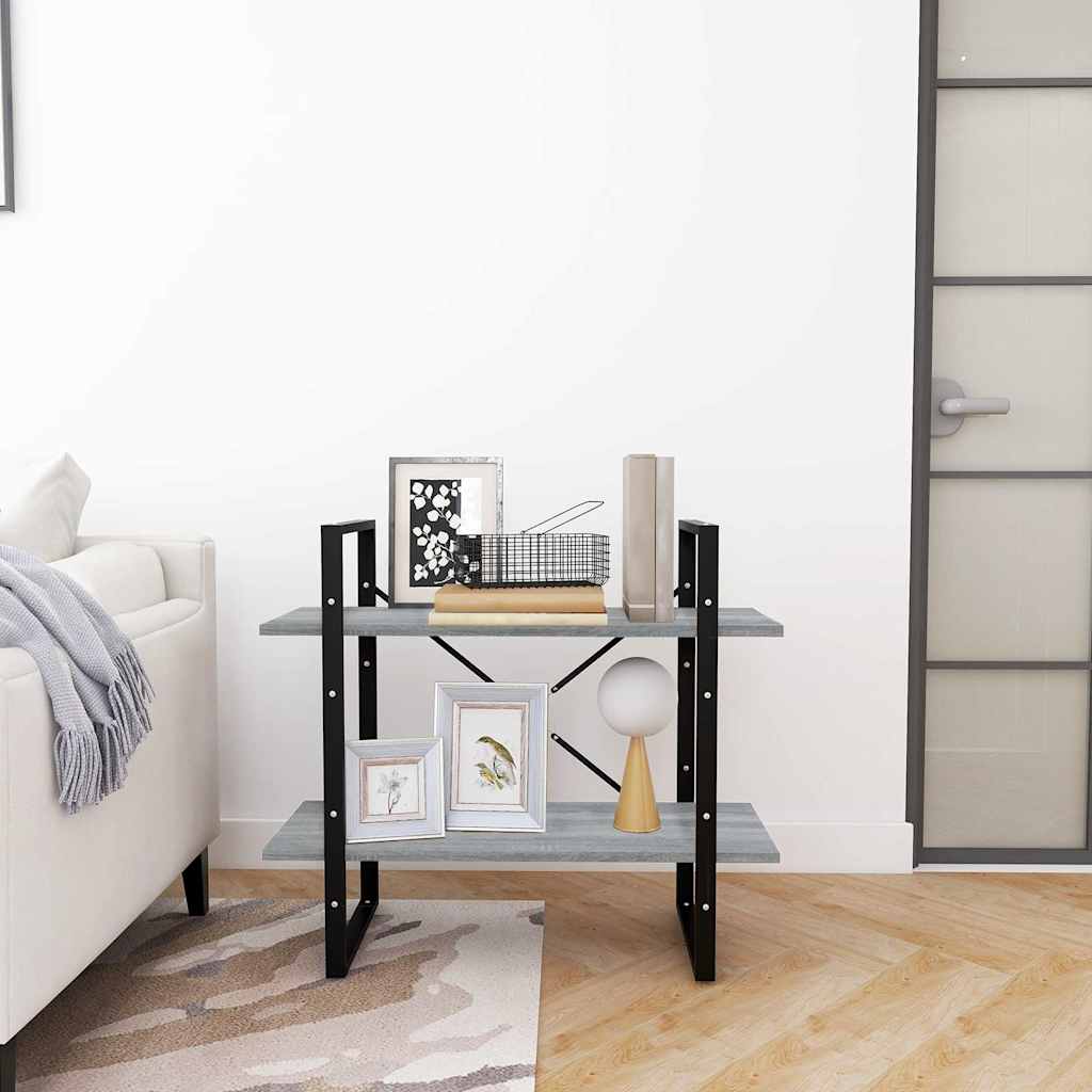 Vidaxl boekenkast met 2 schappen 80x30x70 cm bewerkt hout grijs sonoma