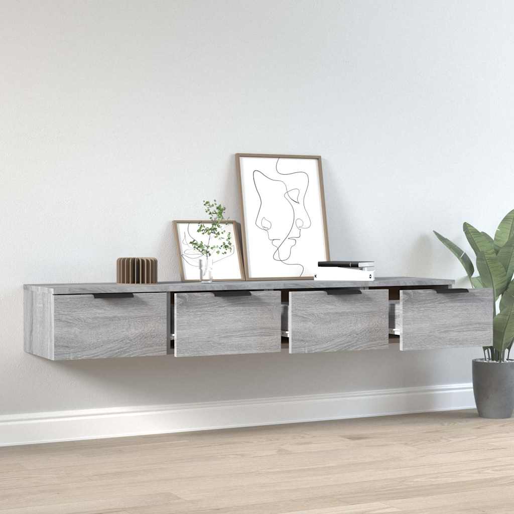 Vidaxl wandkasten 2 st 68x30x20 cm bewerkt hout grijs sonoma eiken