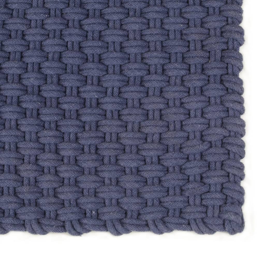 Vidaxl Teppich rechteckig 80x160 cm Baumwollmarineblau