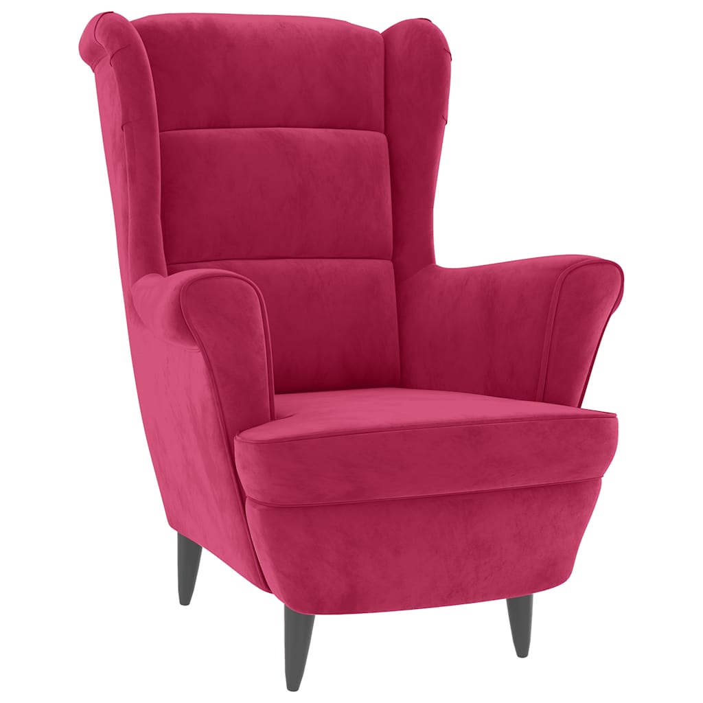Vidaxl fauteuil met voetenbank fluweel wijnrood