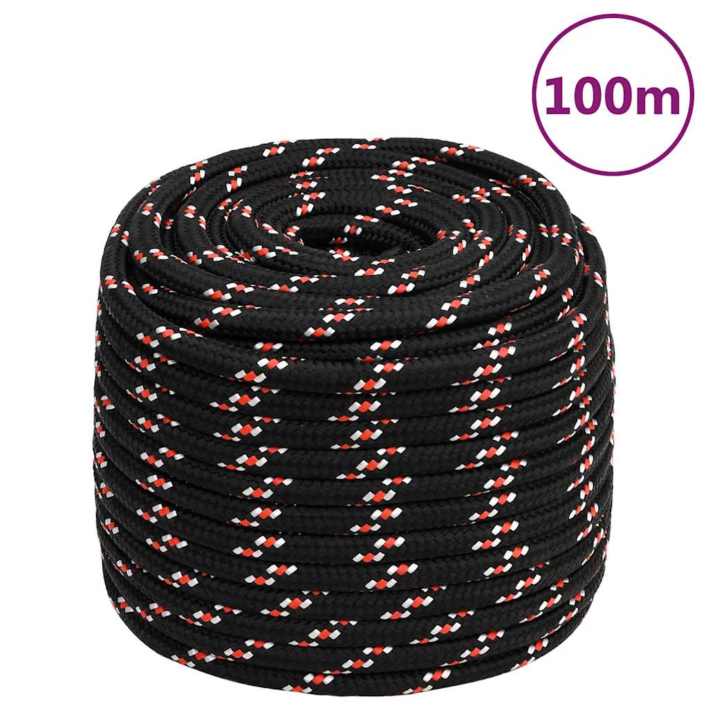 VidaXL Bootsseil 16 mm 100 m Polypropylen schwarz