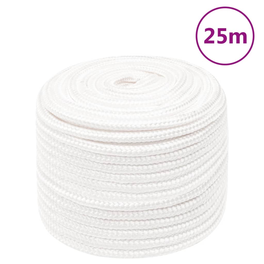 Vidaxl Bootsseil 12 mm 25 m Polypropylen massiv weiß