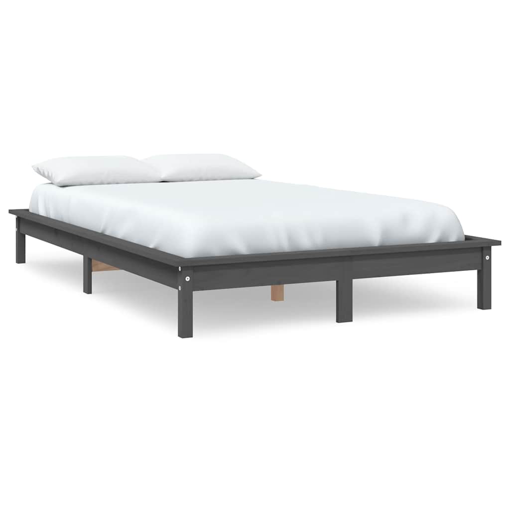Vidaxl bedframe massief grenenhout grijs 140x200 cm
