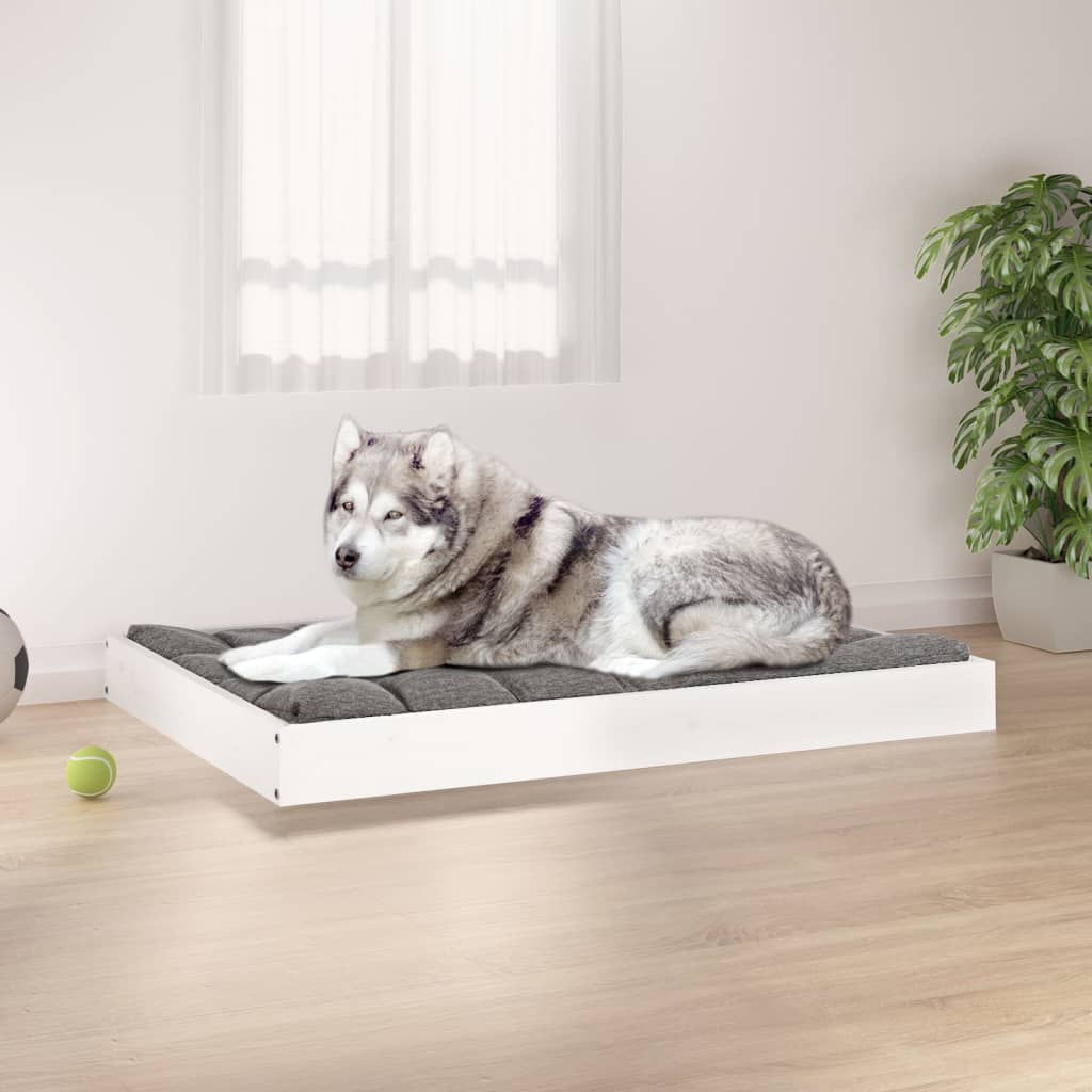 Vidaxl hondenmand 101,5x74x9 cm massief grenenhout wit