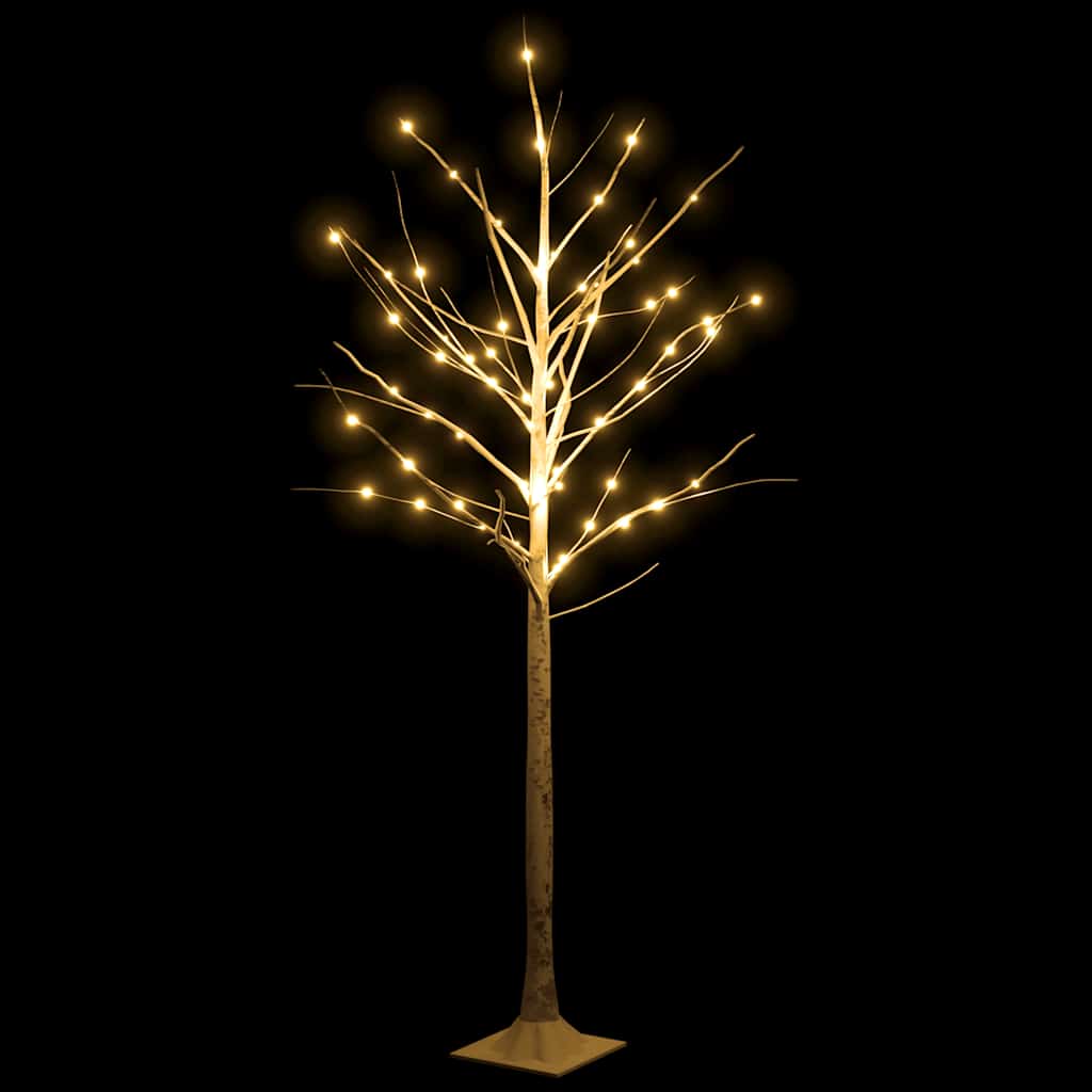 VidaXL Birke LED 96 LEDs warmweiß 180 cm weiß