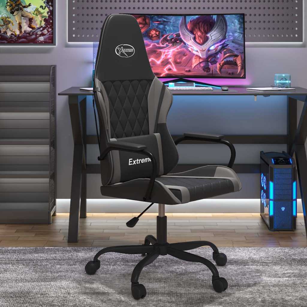 Vidaxl massage gamestoel kunstleer zwart en grijs