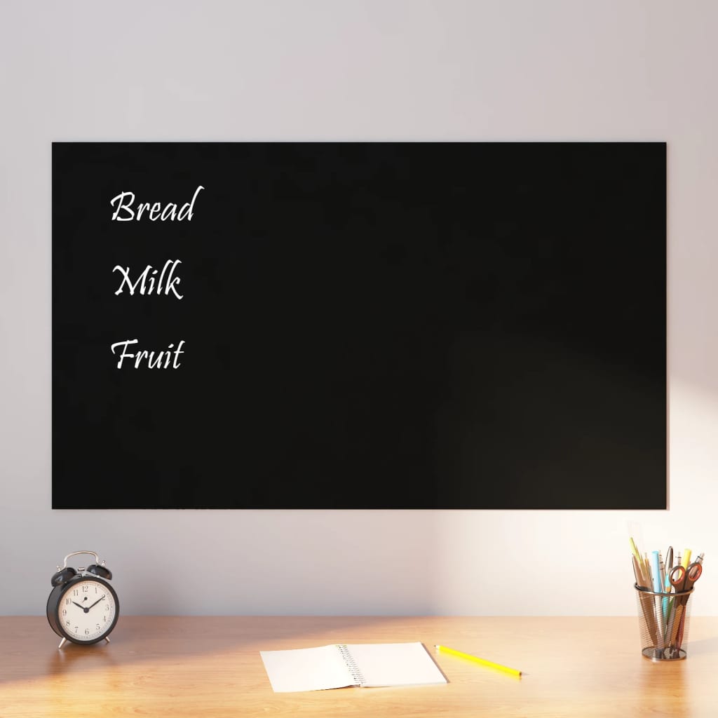 VidaXL Magnettafel zur Wandmontage 100x60 cm gehärtetes Glas schwarz