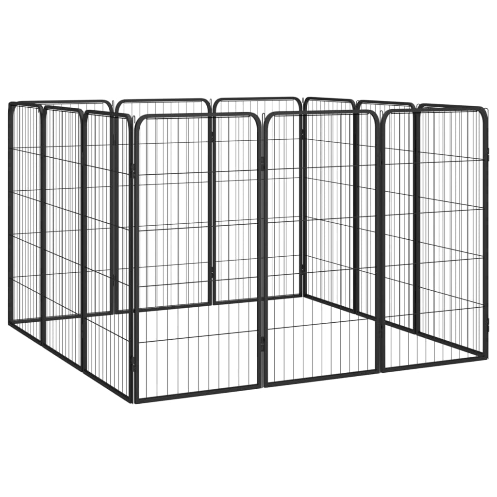 Vidaxl -Hundezwinger 12 Paneele 50 x 100 cm Pulver -Stahlschwarz