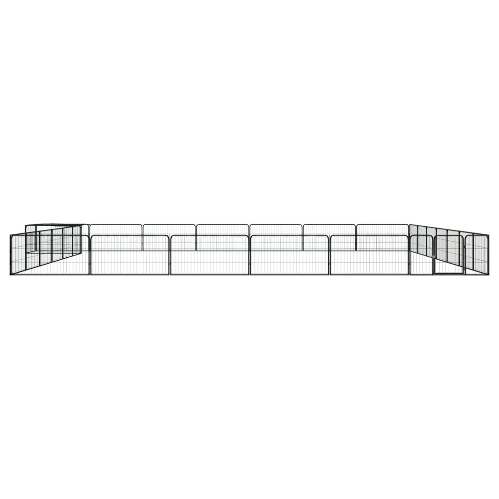 Vidaxl -Hund Kennel 28 Paneele 100x50 cm Pulver -Stahlschwarz