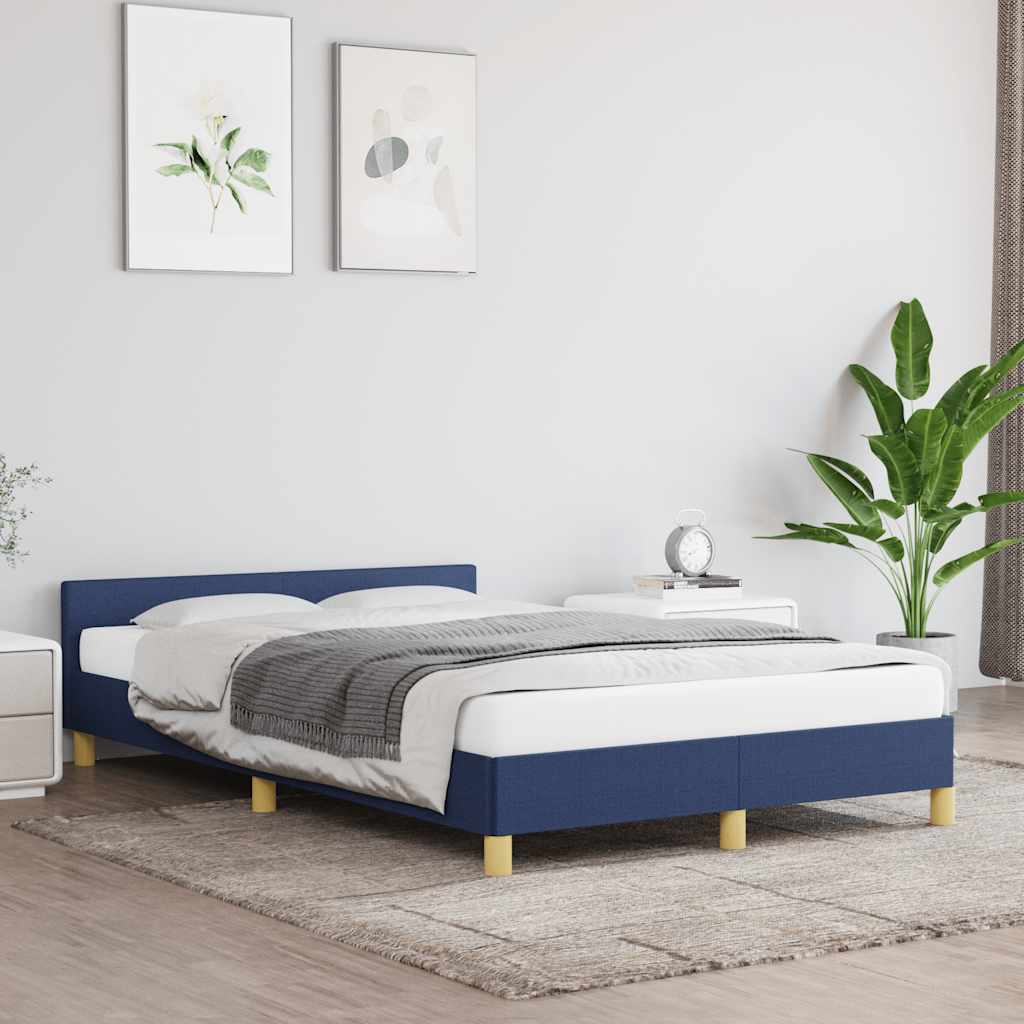 Vidaxl bedframe met hoofdeinde zonder matras 120x200 cm stof blauw