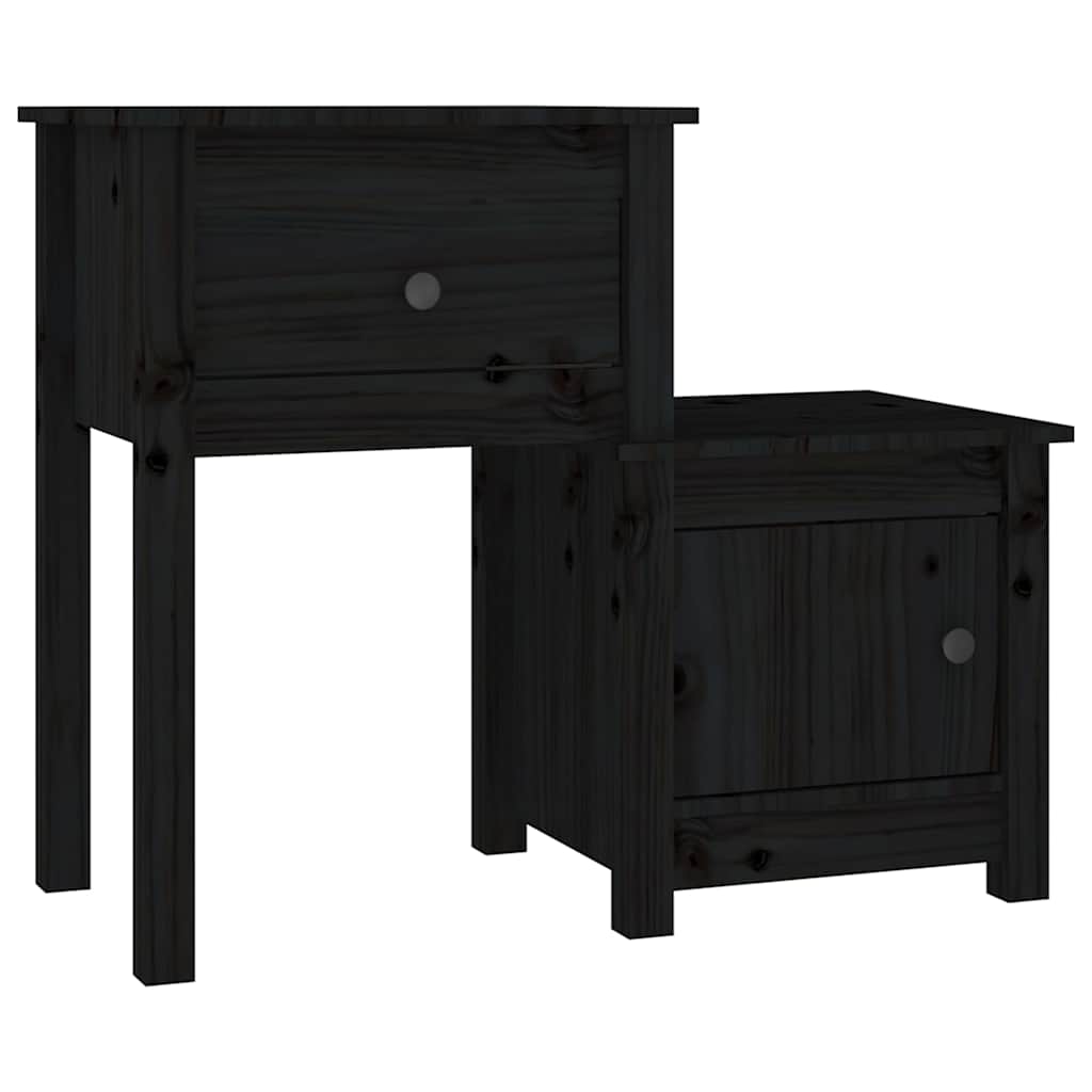 Vidaxl nachtkastjes 2 st 79,5x38x65,5 cm massief grenenhout zwart