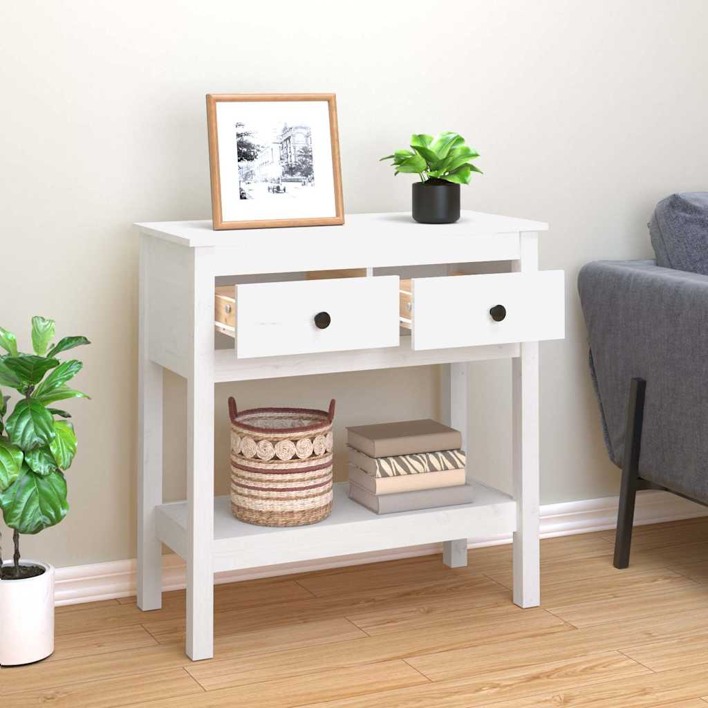 Vidaxl wandtafel 75x35x75 cm massief grenenhout wit