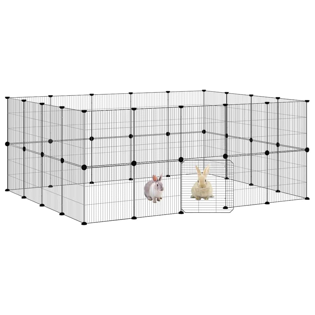 Vidaxl Haustiere Käfig mit Tür 36 Paneele 35x35 cm Stahl schwarz