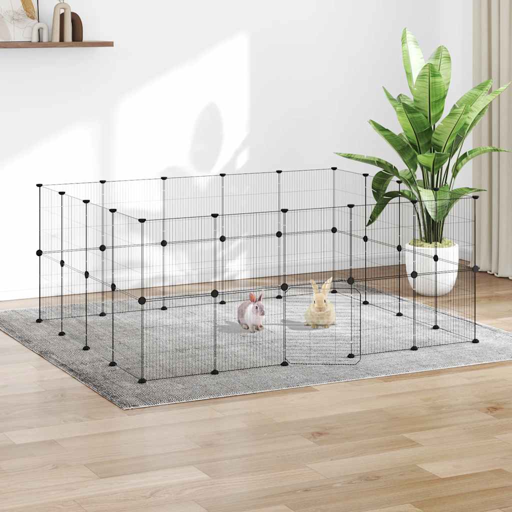 Vidaxl Haustiere Käfig mit Tür 36 Paneele 35x35 cm Stahl schwarz