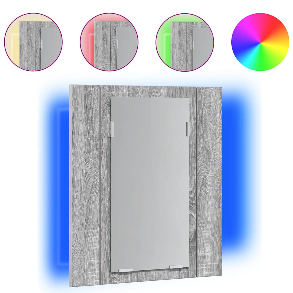 Vidaxl badkamerspiegelkast led 40x12x45 cm bewerkt hout grijs sonoma