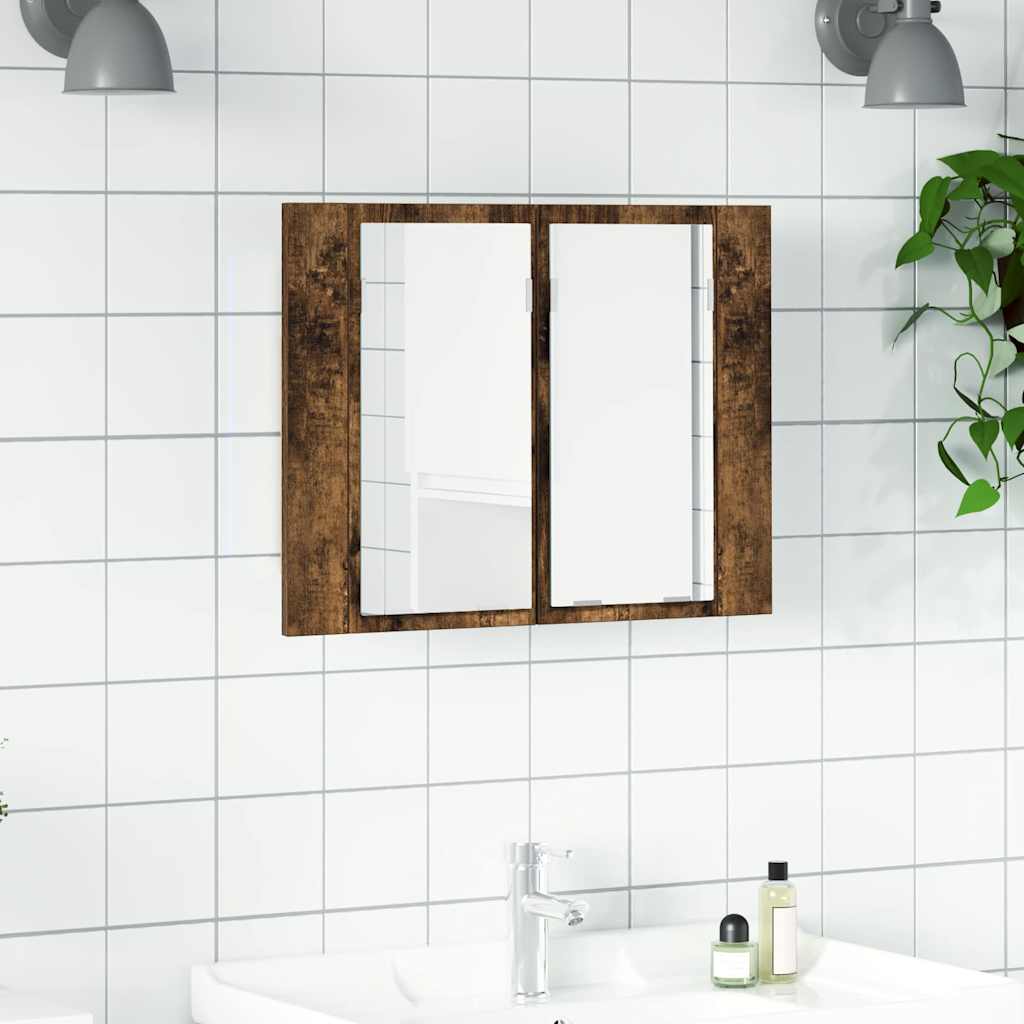Vidaxl spiegelkast led 60x12x45 cm bewerkt hout gerookt eikenkleurig