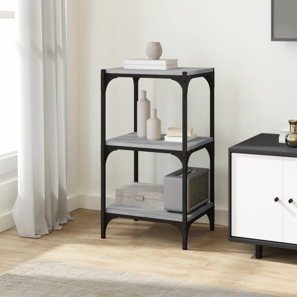 Vidaxl boekenkast 40x33x70,5 cm hout en staal grijs sonoma eikenkleur