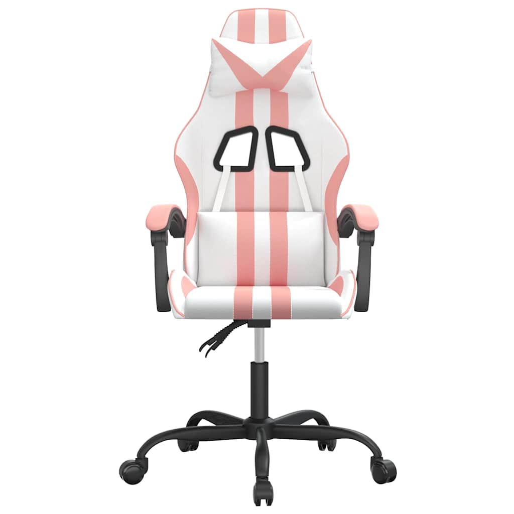 Vidaxl gamestoel draaibaar kunstleer wit en roze