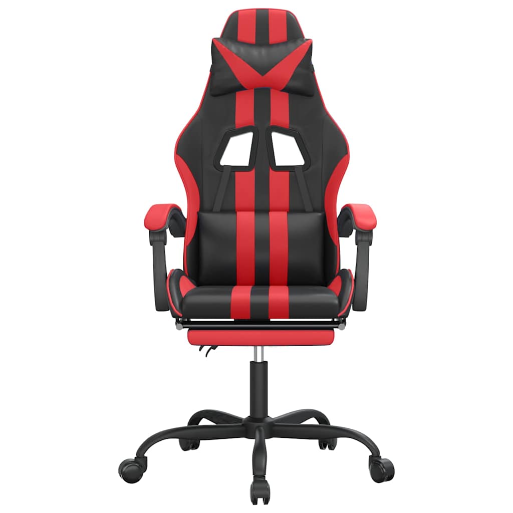 Vidaxl gamestoel draaibaar met voetensteun kunstleer zwart en rood