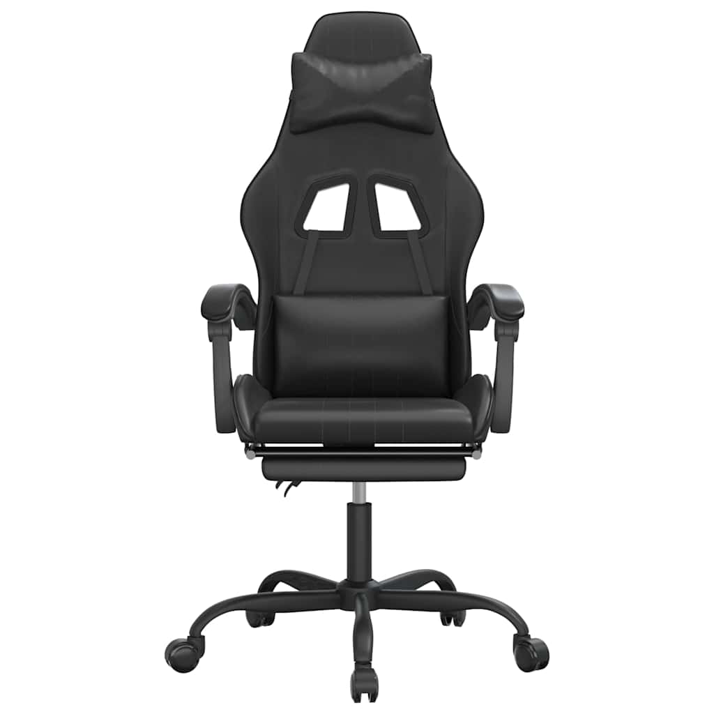 Vidaxl gamestoel draaibaar met voetensteun kunstleer zwart