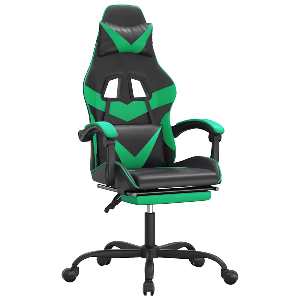 Vidaxl gamestoel draaibaar met voetensteun kunstleer zwart en groen