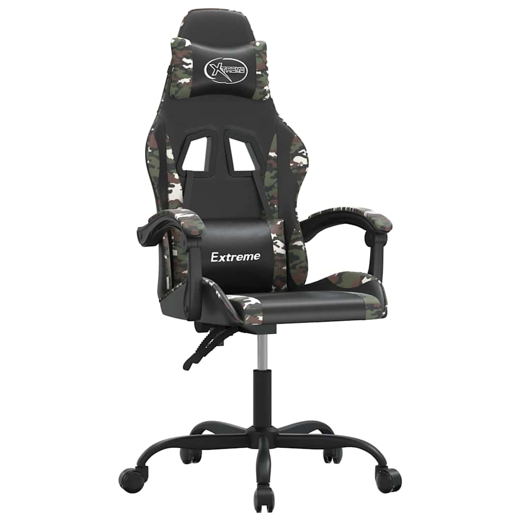 Vidaxl gamestoel draaibaar kunstleer zwart en camouflage