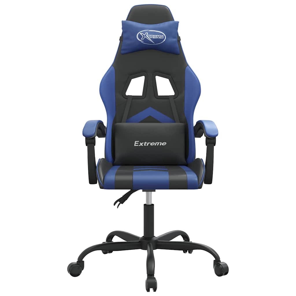 Vidaxl gamestoel draaibaar kunstleer zwart en blauw