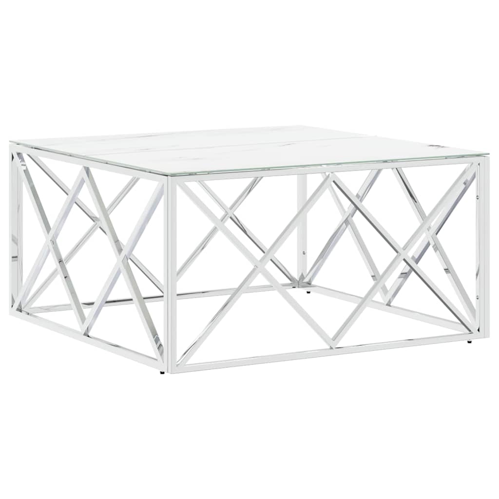 Vidaxl salontafel 80x80x40 cm roestvrij staal en glas zilverkleurig
