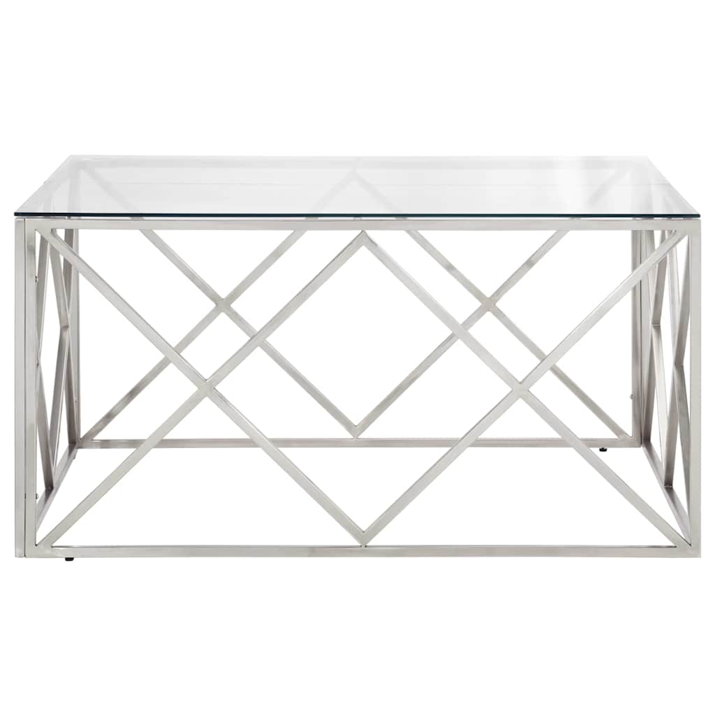 Vidaxl salontafel roestvrijstaal en gehard glas zilverkleurig