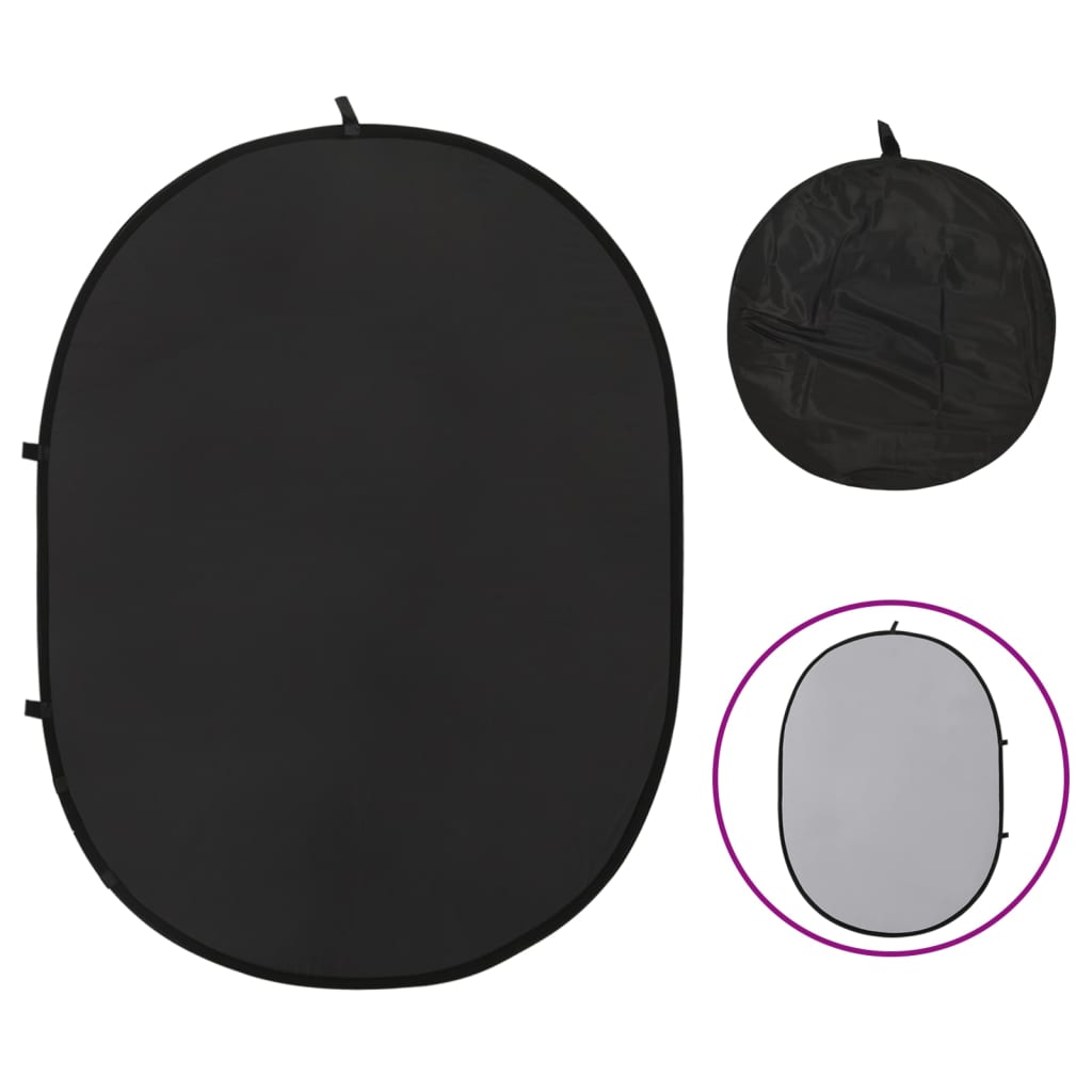 VIDAXL-Hintergrund-Bildschirm Studio 2-in-1 Oval 200x150 cm Schwarz