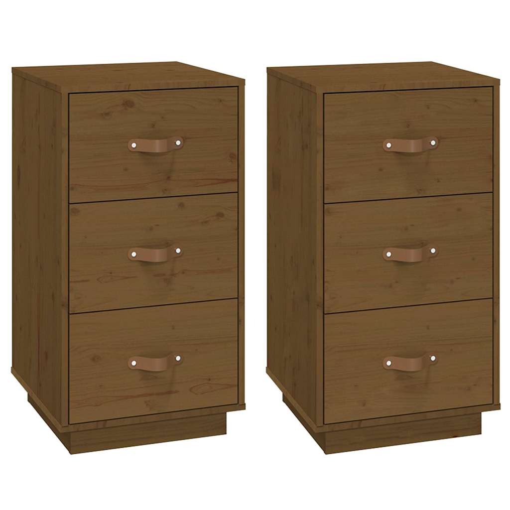 Vidaxl nachtkastjes 2 st 40x40x75 cm massief grenenhout honingbruin
