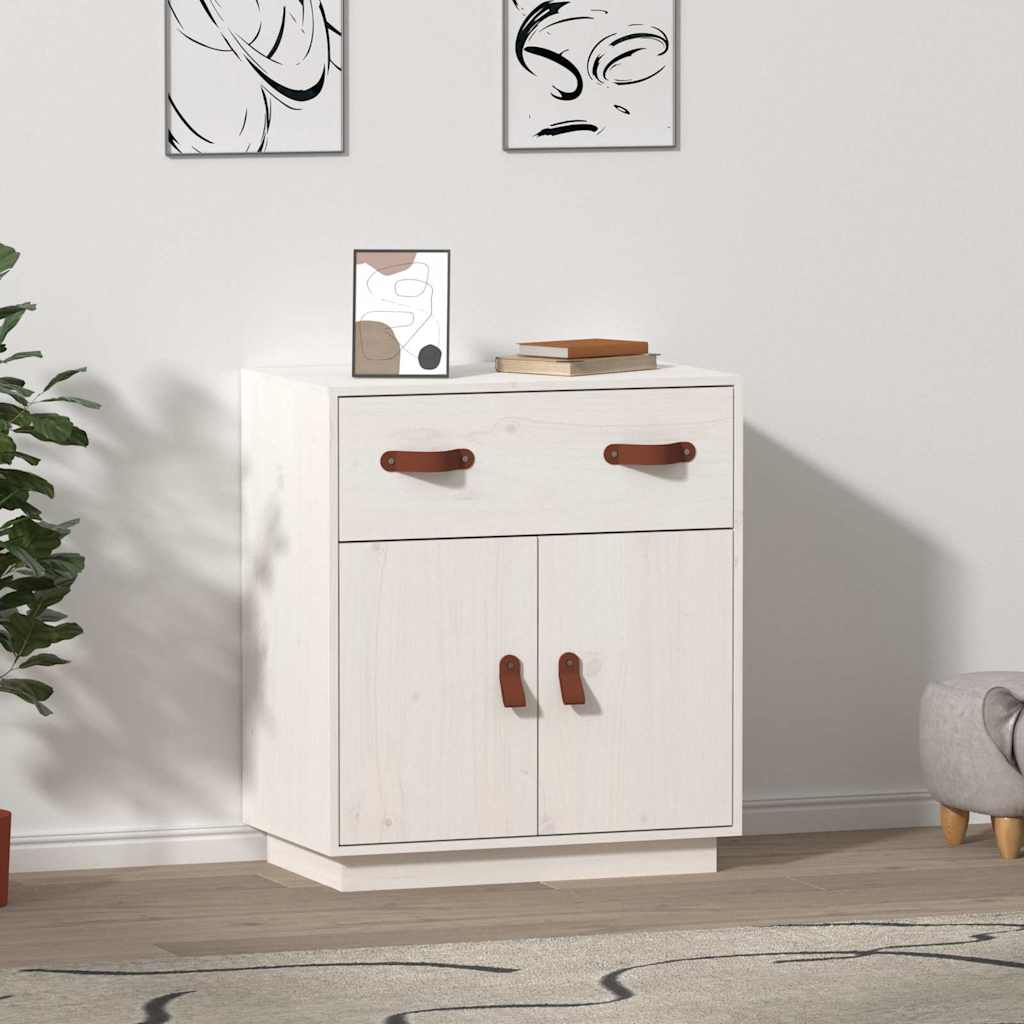 Vidaxl dressoir 65,5x40x75 cm massief grenenhout wit