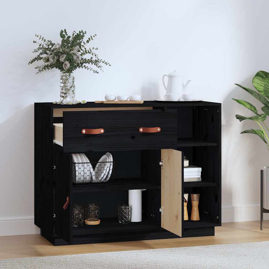 Vidaxl dressoir 98,5x40x75 cm massief grenenhout zwart