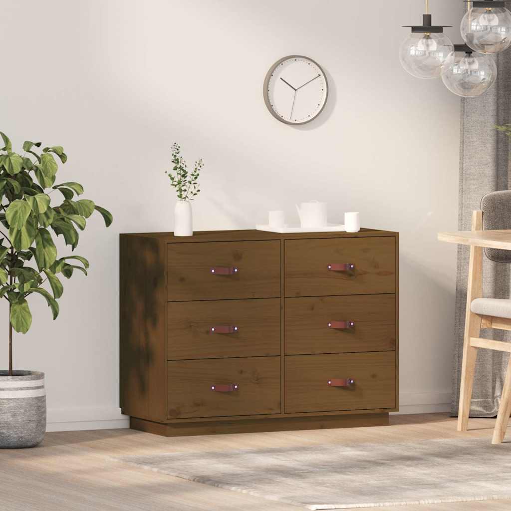 Vidaxl dressoir 100x40x75 cm massief grenenhout honingbruin