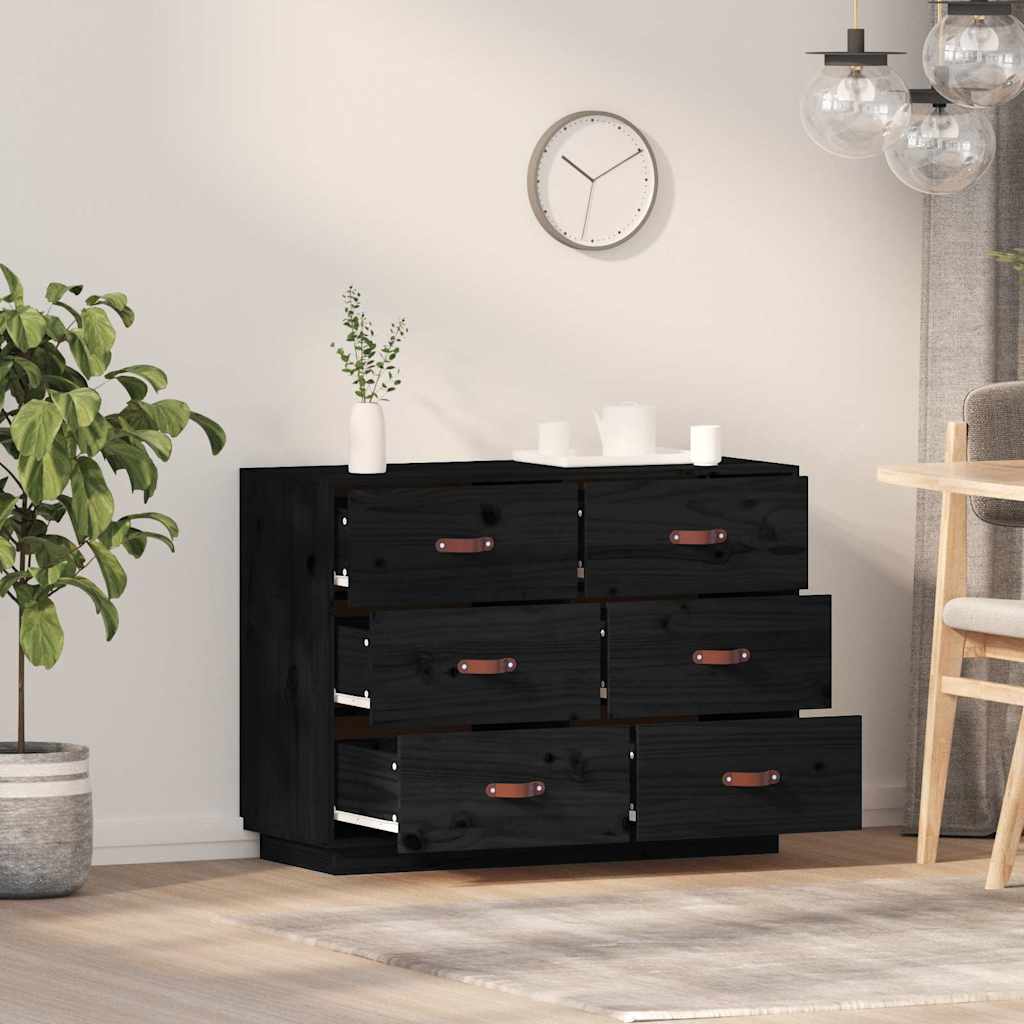 Vidaxl dressoir 100x40x75 cm massief grenenhout zwart