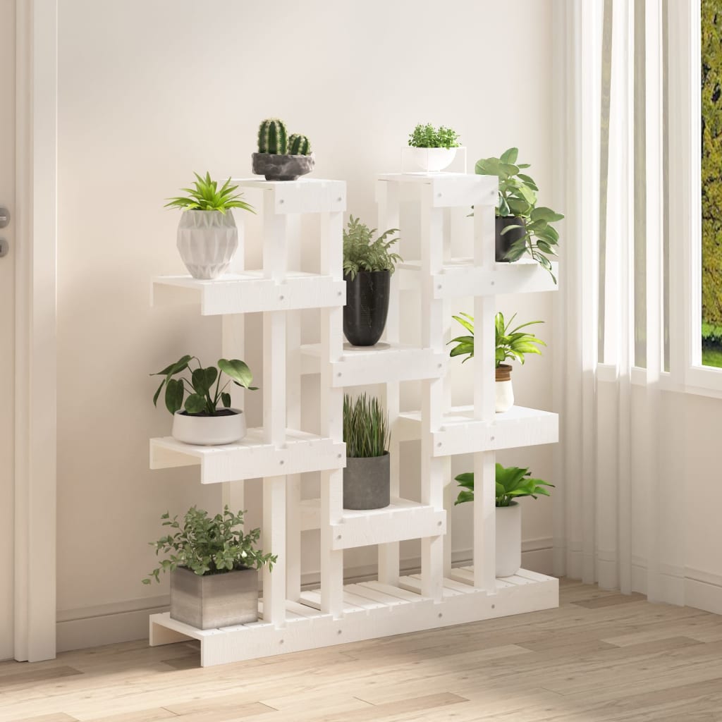 Vidaxl plantenstandaard wit 104,5x25x109,5 cm massief grenenhout