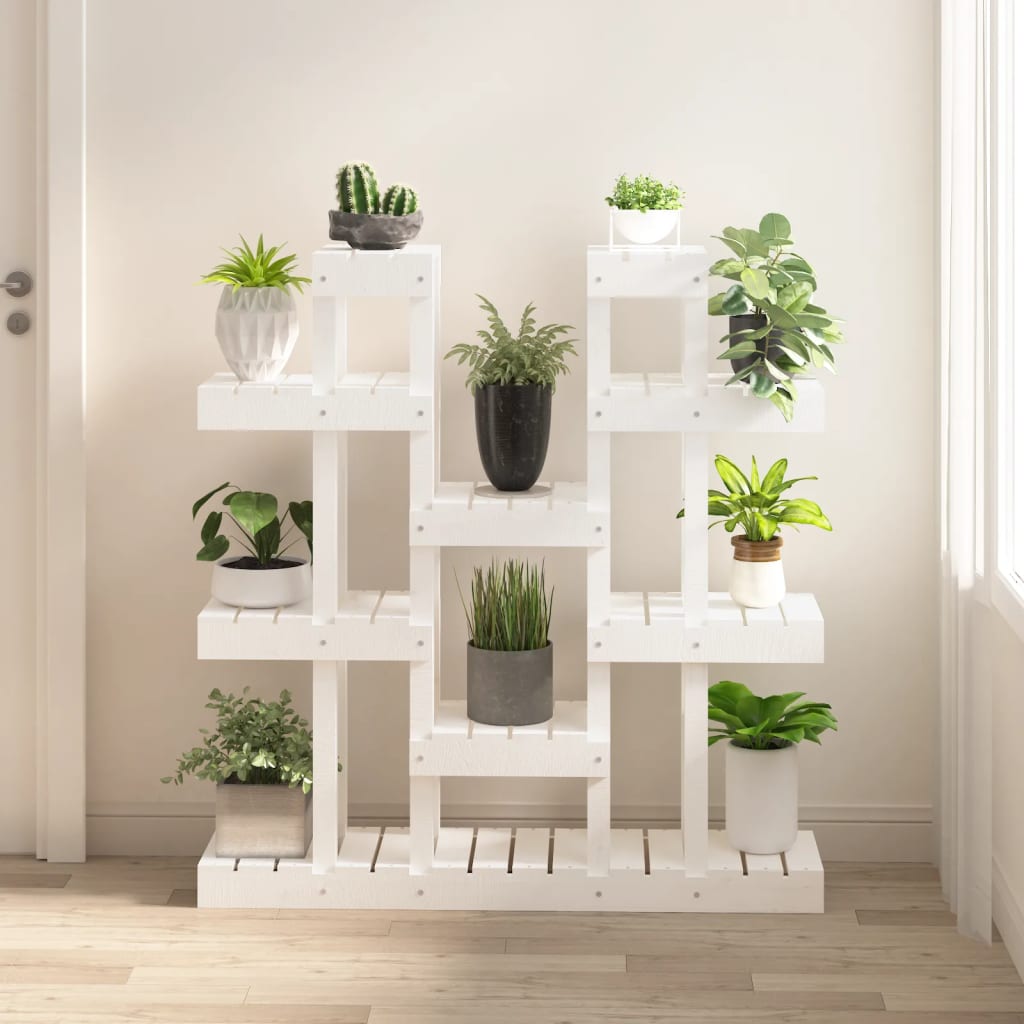 Vidaxl plantenstandaard wit 104,5x25x109,5 cm massief grenenhout