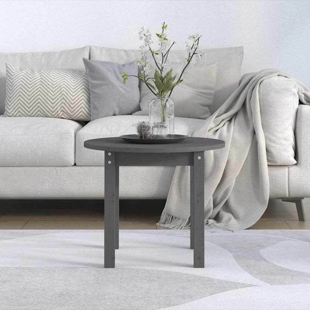 Vidaxl salontafel ø 55x45 cm massief grenenhout grijs