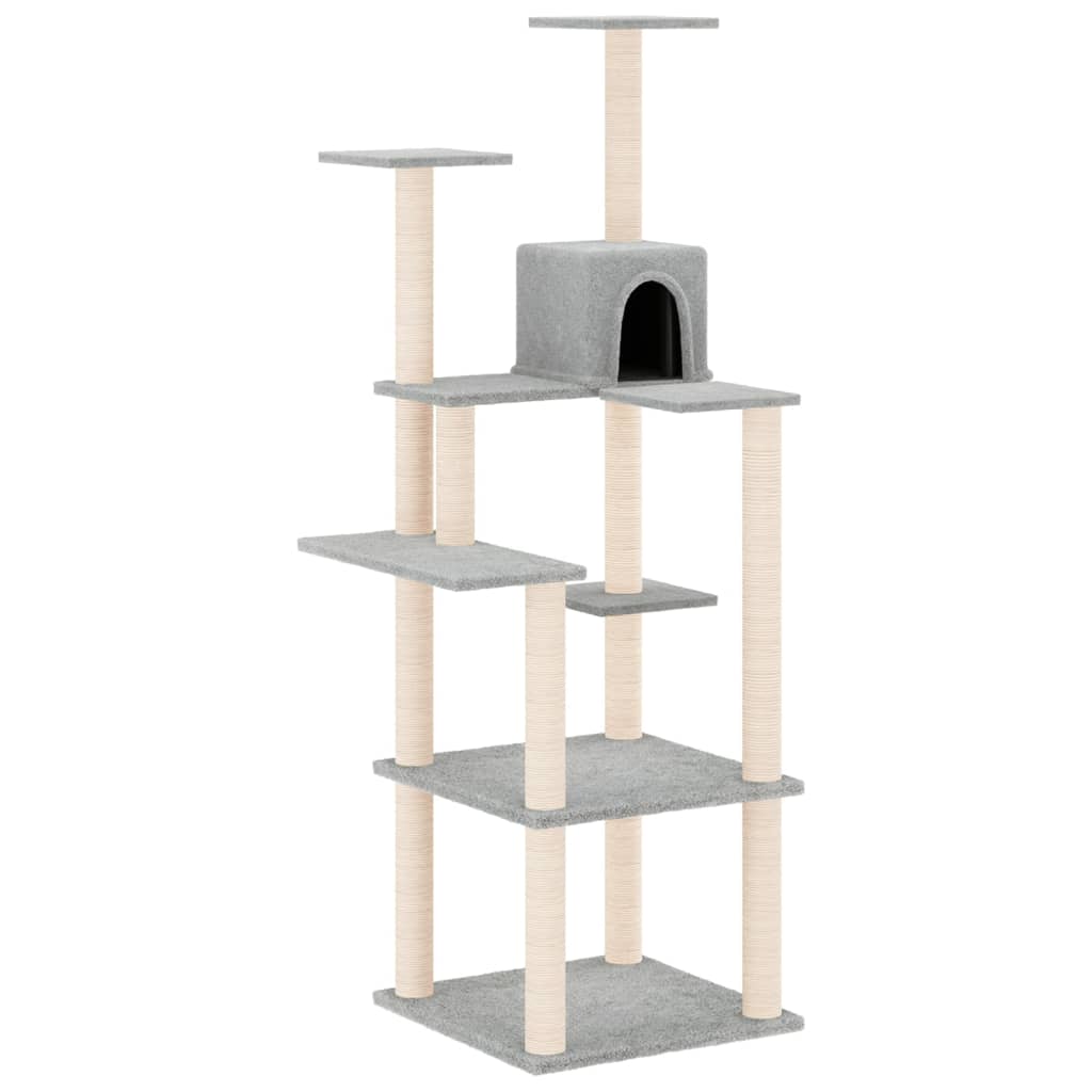 Vidaxl -Katzenmöbel mit Sisal -Kratzerpfosten 153 cm hellgrau