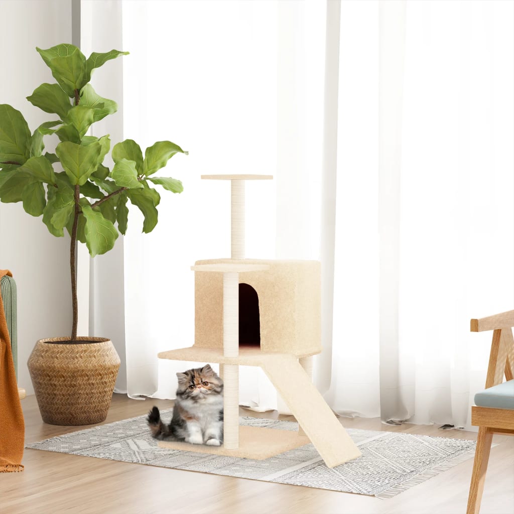 Vidaxl -Katzenmöbel mit Sisal -Kratzerpfosten 109 cm Creme -Colored