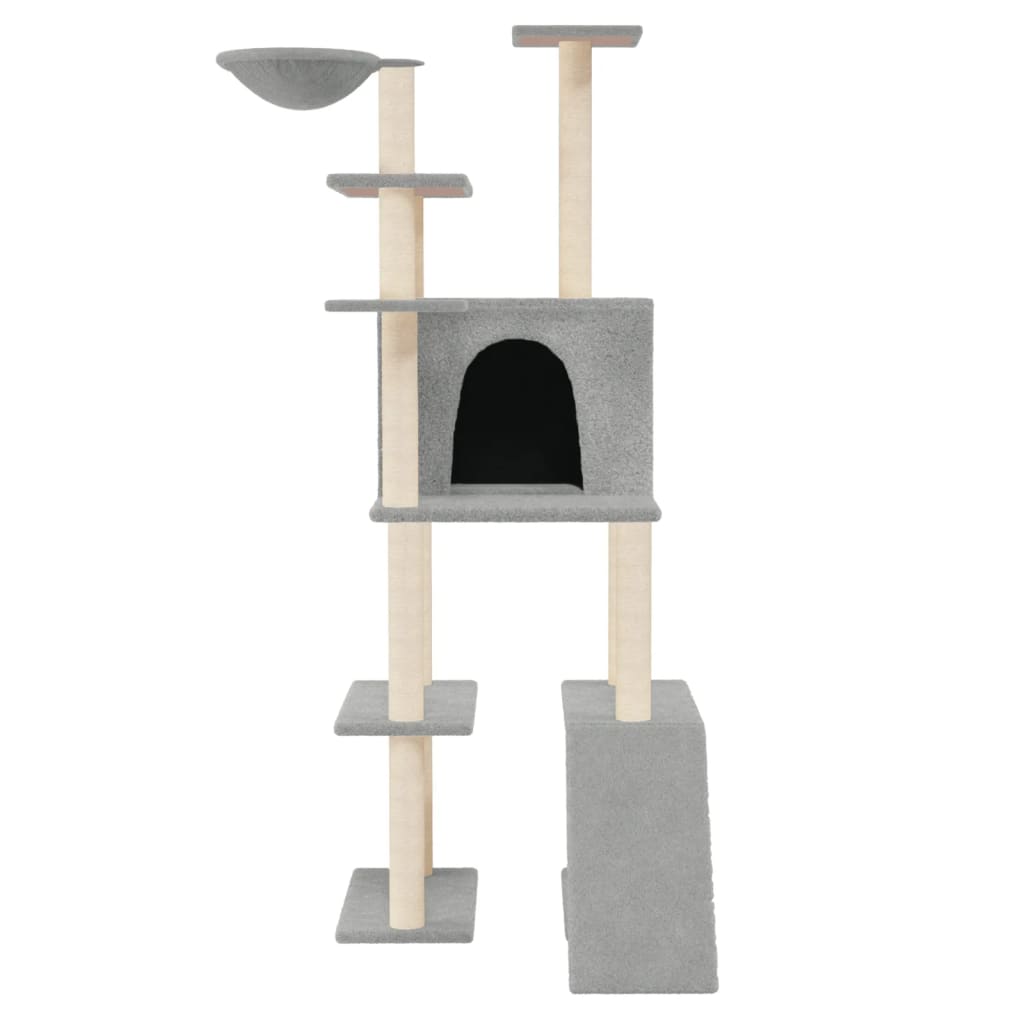 Vidaxl -Katzenmöbel mit Sisal -Kratzerpfosten 166 cm hellgrau