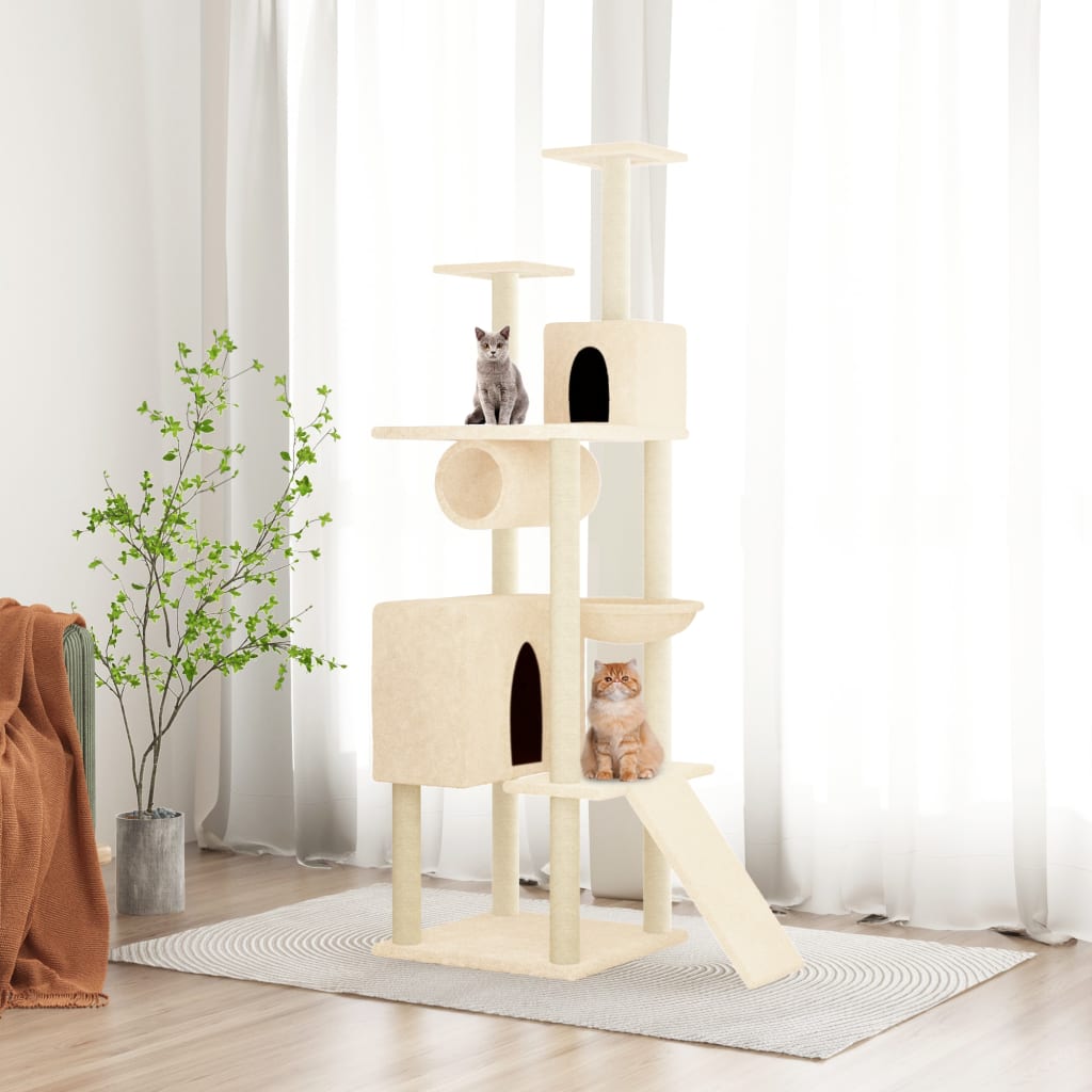 Vidaxl Katzenmöbel mit Sisal-Kratzstämmen 168 cm cremefarben