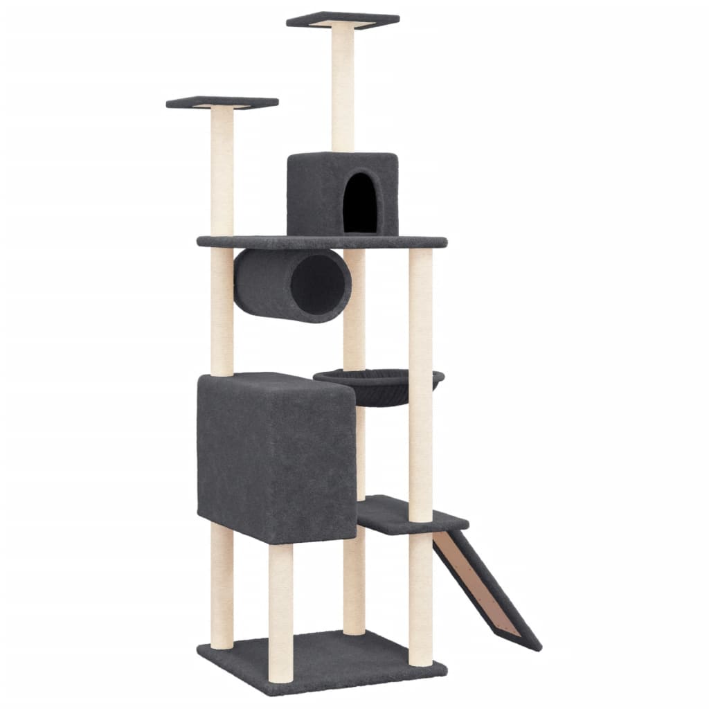 Vidaxl Katzenmöbel mit Sisal-Kratzstämmen 168 cm dunkelgrau