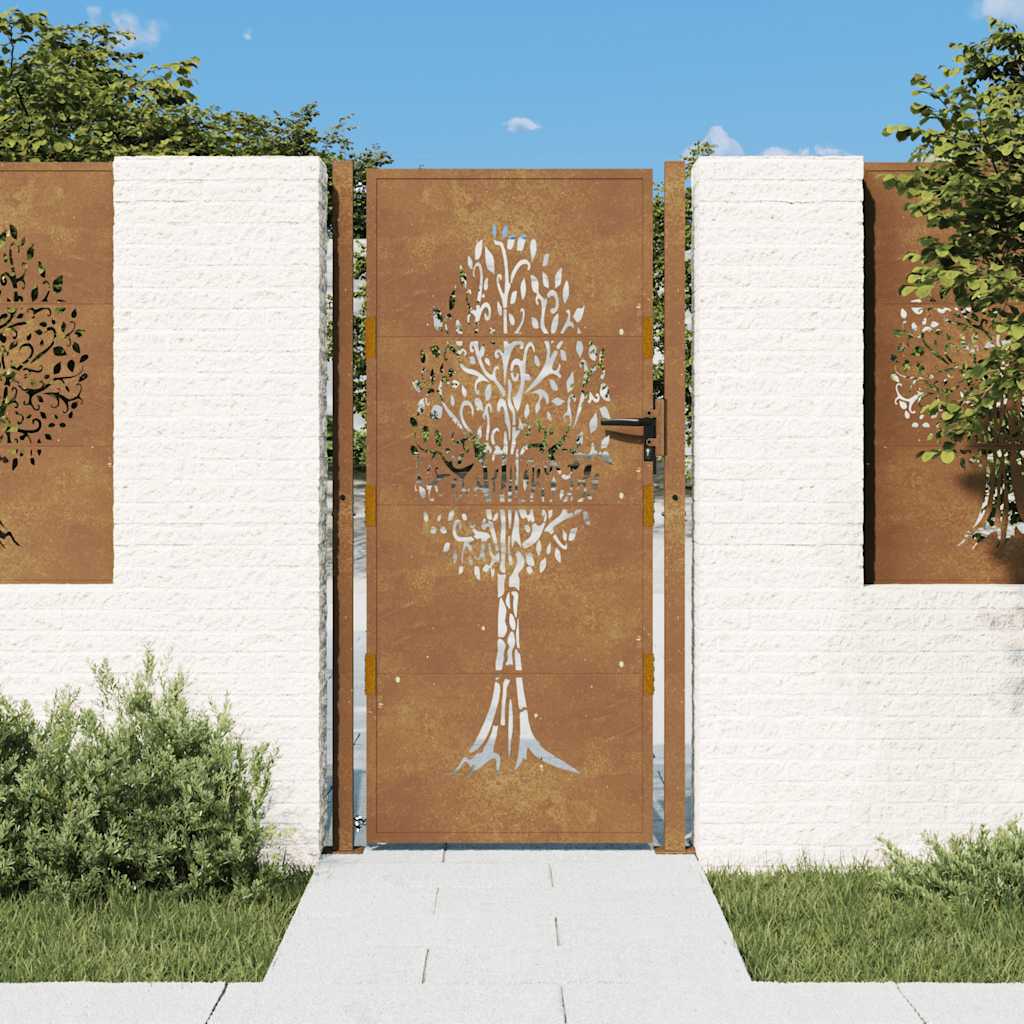 Vidaxl Poort 105x205 cm Cortenstaal Boom Design
